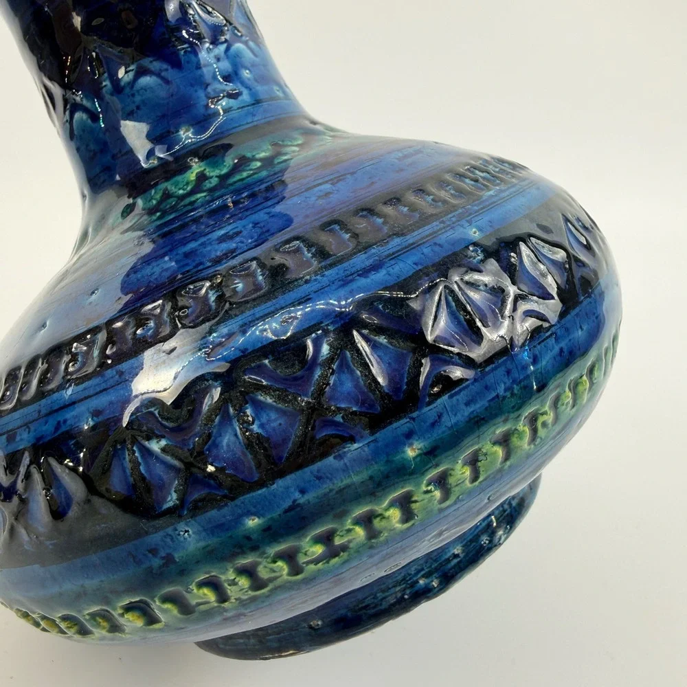 Bitossi Rimini Blue Squat Onion Vase Aldo Londi Italy MCM 6.5